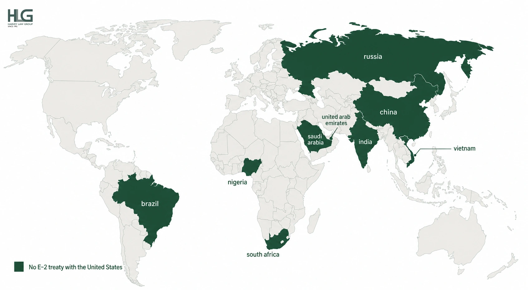 no e-2 treaty countries
